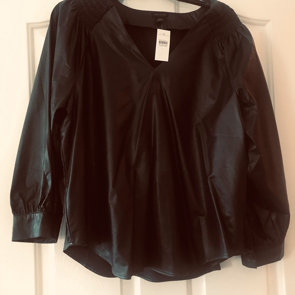 Ann Taylor NWT pleather blouse